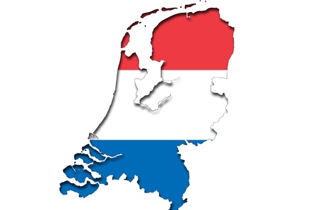 Outlined map of Netherlands with colors of dutch flagの写真素材