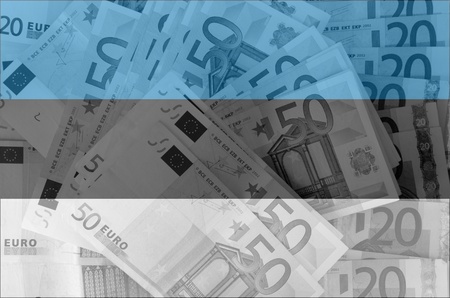 transparent estonian flag with euro banknotes