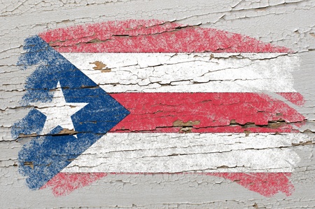 Chalky puertorican flag painted with color chalk on grunge wooden textureの写真素材