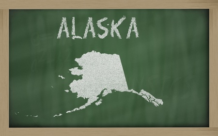 drawing of alaska state on chalkboard, drawn by chalkの写真素材
