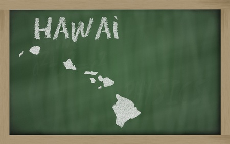 drawing of hawai state on chalkboard, drawn by chalkの写真素材