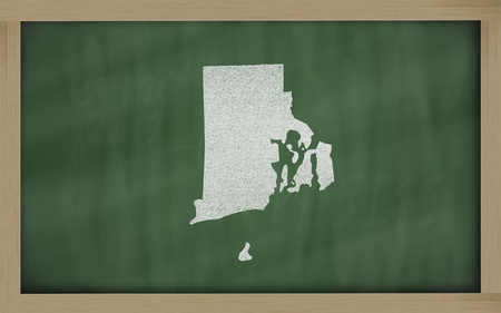drawing of rhode island state on chalkboard, drawn by chalkの写真素材