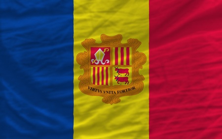 complete national flag of andorra covers whole frame, waved, crunched and very natural looking. It is perfect for backgroundの写真素材