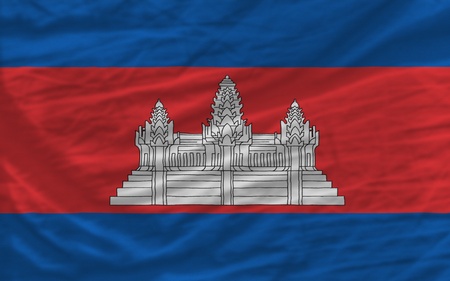 complete national flag of cambodia covers whole frame, waved, crunched and very natural looking. It is perfect for backgroundの写真素材