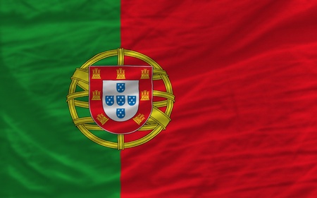 complete national flag of portugal covers whole frame, waved, crunched and very natural looking. It is perfect for backgroundの写真素材
