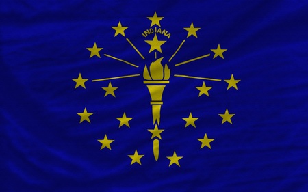 complete flag of us state of indiana covers whole frame, waved, crunched and very natural looking. It is perfect for backgroundの写真素材