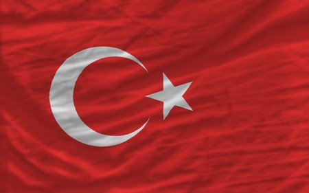 complete national flag of turkey covers whole frame, waved, crunched and very natural looking. It is perfect for backgroundの写真素材