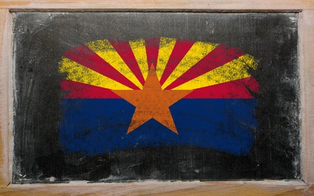 Chalky american state of arizona flag painted with color chalk on old blackboardの写真素材