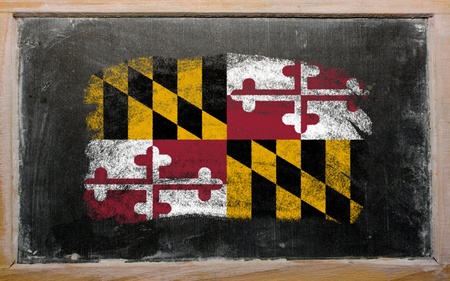 Chalky american state of maryland flag painted with color chalk on old blackboardの写真素材