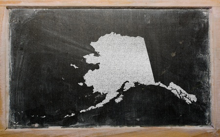 drawing of american state of alaska on chalkboard, drawn by chalkの写真素材