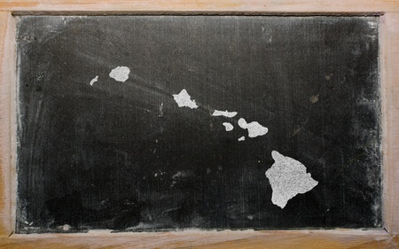 drawing of american state of hawaii on chalkboard, drawn by chalkの写真素材