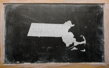drawing of american state of massachusetts on chalkboard, drawn by chalkの写真素材