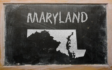 drawing of american state of maryland on chalkboard, drawn by chalkの写真素材