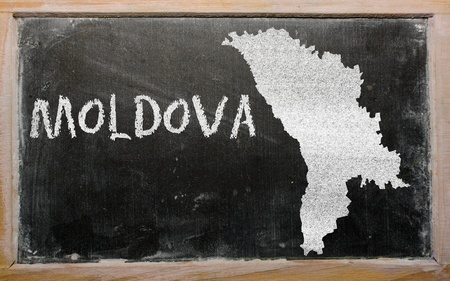 drawing of moldova on chalkboard, drawn by chalkの写真素材