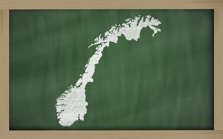 drawing of norway on chalkboard, drawn by chalkの写真素材