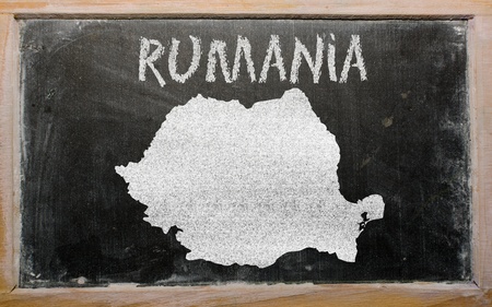 drawing of romania on chalkboard, drawn by chalkの写真素材