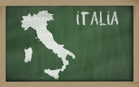 drawing of italy on chalkboard, drawn by chalkの写真素材