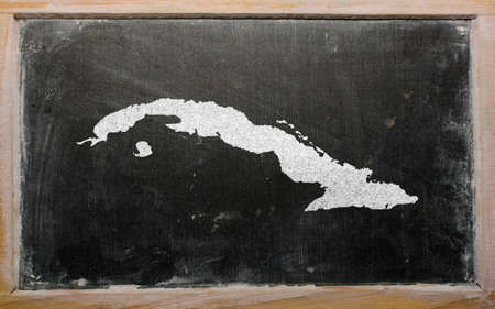 drawing of cuba on blackboard, drawn by chalkの写真素材
