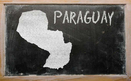 drawing of paraguay on blackboard, drawn by chalkの写真素材