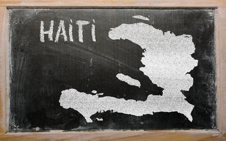 drawing of haiti on blackboard, drawn by chalkの写真素材