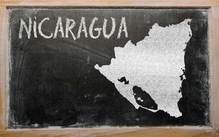 drawing of nicaragua on blackboard, drawn by chalkの写真素材