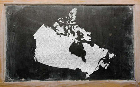 drawing of canada on blackboard, drawn by chalkの写真素材