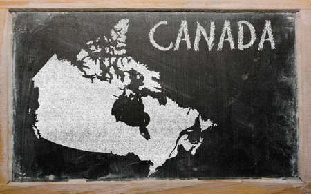 drawing of canada on blackboard, drawn by chalkの写真素材