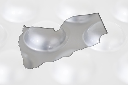 Outline yemen map with transparent background of capsules symbolizing pharmacy and medicineの写真素材