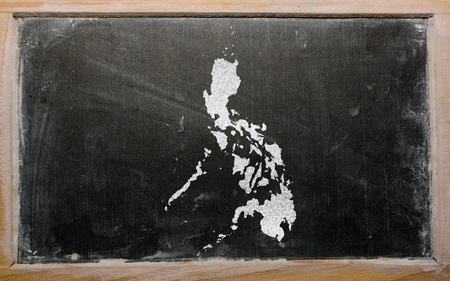 drawing of philippines on blackboard, drawn by chalkの写真素材