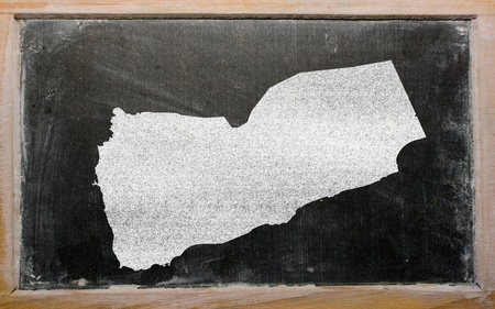 drawing of yemen on blackboard, drawn by chalkの写真素材