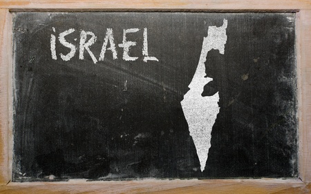 drawing of israel on blackboard, drawn by chalkの写真素材