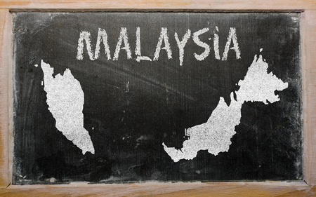 drawing of malaysia on blackboard, drawn by chalk