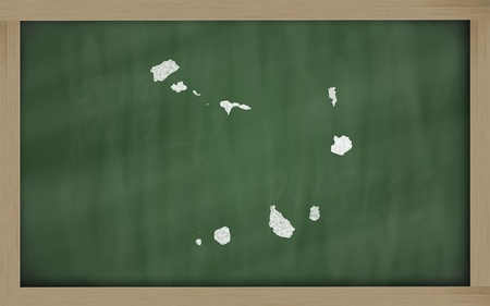 drawing of cape verde on blackboard, drawn by chalkの写真素材