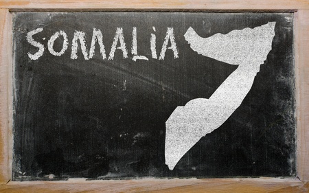 drawing of somalia on blackboard, drawn by chalkの写真素材
