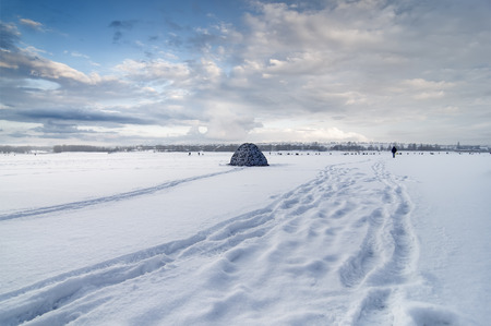winter fishing on iceの写真素材