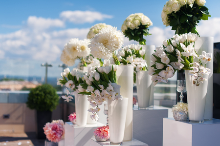 wedding decoration with flowersの写真素材