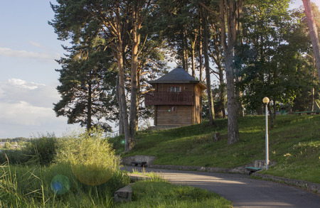 A cottage among treesの写真素材