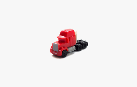 Red truck on white background, toyの写真素材