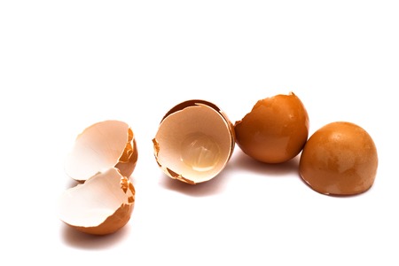 Eggshell on a white background, isolated, cooking healthy food