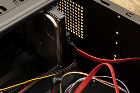 Colored wires in the computer system unit