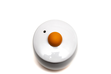 White pot for baking, isolate on white background, view from aboveの写真素材