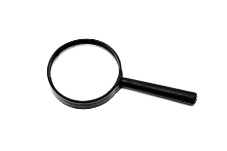 Black magnifier close up, isolate on a white background, objectの写真素材
