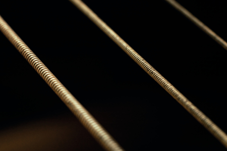 Guitar strings close up with copy space, macro photoの写真素材