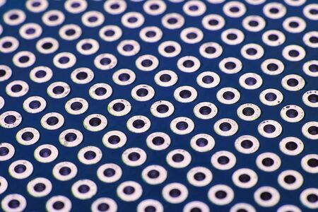 Blue circuit board close up, background for text or texture