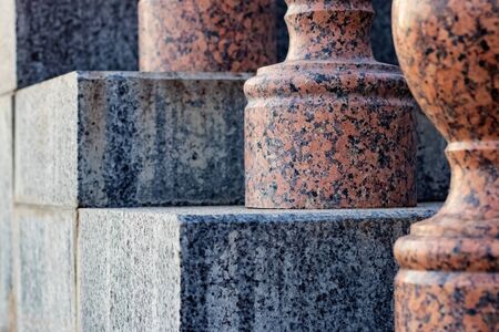 Marble Steps and Column Rails close up outdoor