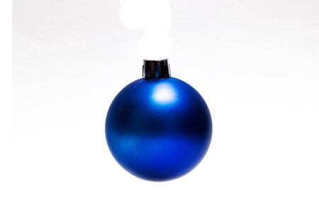 Blue christmas ball isolated on white background close upの写真素材