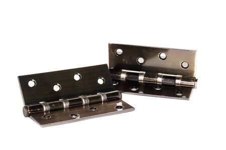 Door hinges close up isolated on a white background