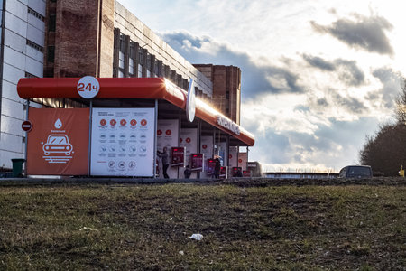 BELARUS, NOVOPOLOTSK - FEBRUARY 25, 2020: Cars at a car wash close upのeditorial素材