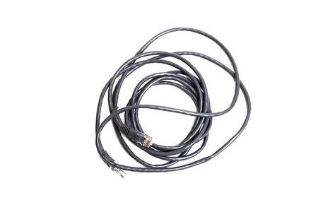 Gray cable for internet connection isolated on a white background