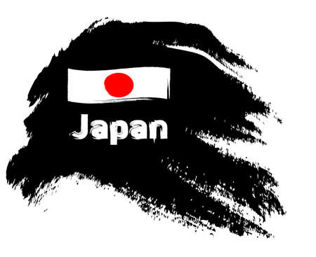 Black emblem with Japan flag on white background, vektor illustrationのイラスト素材